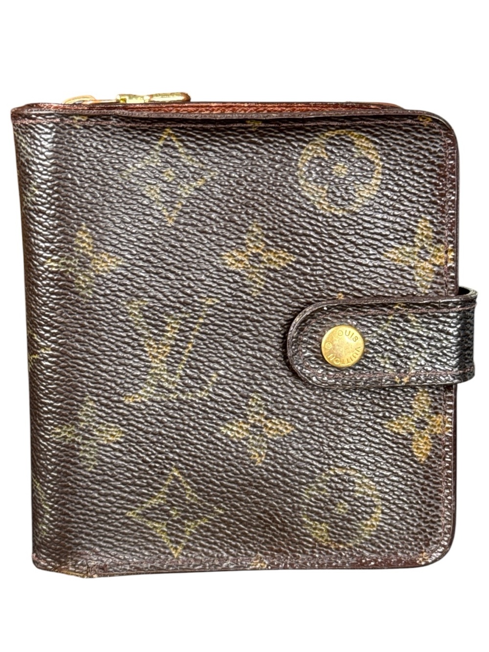 LOUIS VUITTON Monogram Compact Zip Wallet (Model M61667).
